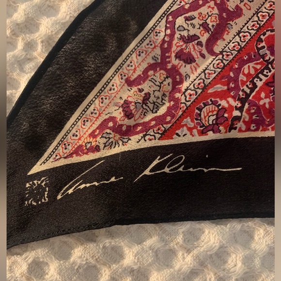 Anne Klein Vintage Silk Scarf- Red and Pink Paisley - Picture 3 of 6